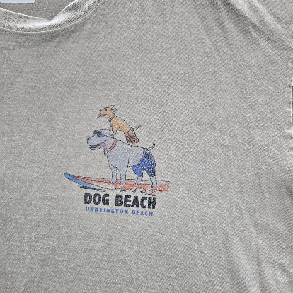 VINTAGE Crazy Shirts Men Shirt XL Beige Dog Beach Combed Cotton Y2K READ - Picture 5 of 12